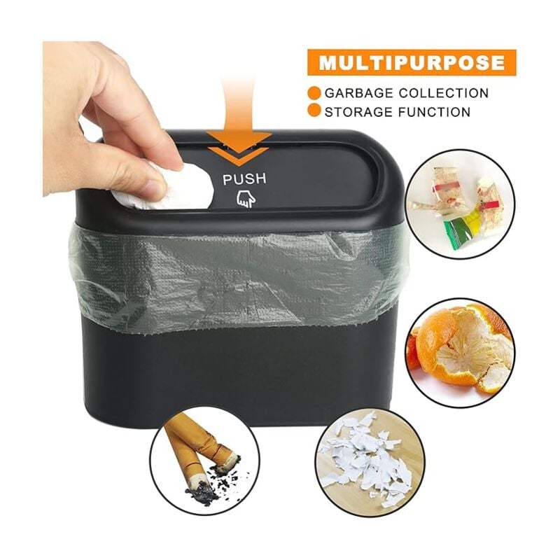 Car Trash Bin-Auto Dustbin - With 2 pcs Free Garbage Bags Rolls