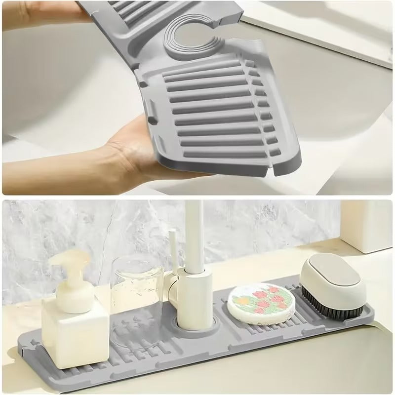 Silicone Sink Tray Splash Guard Pad - Quick-Drain Design for Kitchen & Bathroom